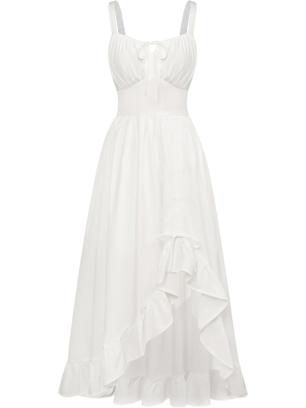 Women's White Sleeveless Renaissance Corset Flowy Milkmaid Costumes Dress